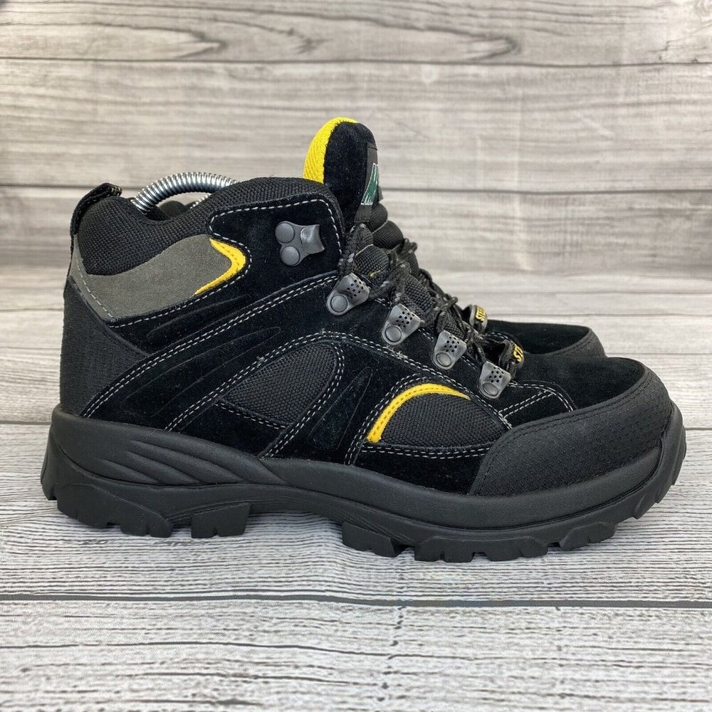 Mack Steel Toe Waterproof Work Boots Men Size 9.5 Slip /Oil Resistant BLK/Yellow